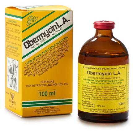 Obermycin LA 15% - Livestock Treatment - Bottle of 100ml