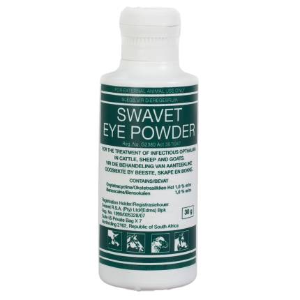 SWAVET Eye Powder - Effective treatment for infectious ophthalmia in cattle, sheep, and goats.