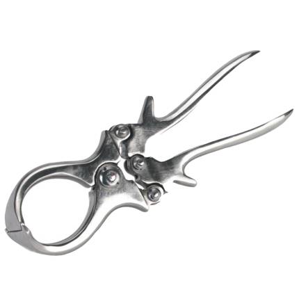 Stainless steel Castrator for Sheep & Goats, bloodless castration tool with cord stop.